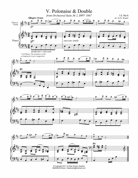 Polonaise Menuet And Badinerie From Suite No 2 Bwv 1067 For Flute Or Violin And Piano Page 2