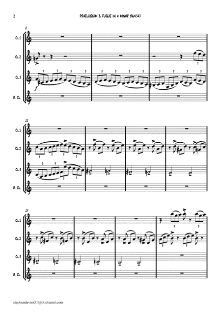 Praeludium Fugue In A Minor Bwv543 By Js Bach For Clarinet Quartet Page 2