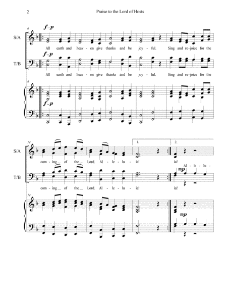 Praise To The Lord Of Hosts Satb Page 2