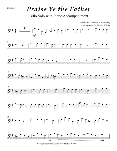 Praise Ye The Father Easy Cello Solo With Piano Accompaniment Page 2