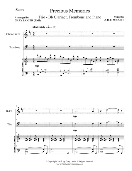 Precious Memories Trio Bb Clarinet Trombone Piano With Score Part Page 2