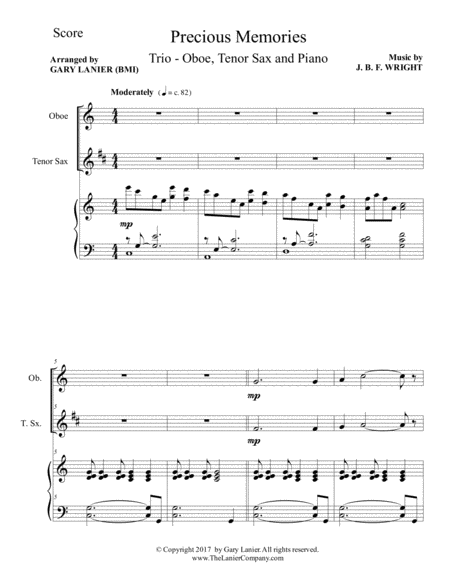 Precious Memories Trio Oboe Tenor Sax Piano With Score Part Page 2