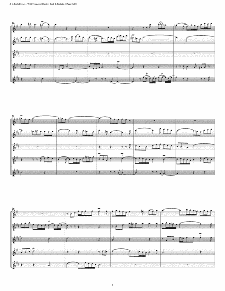 Prelude 04 From Well Tempered Clavier Book 2 Saxophone Quintet Page 2