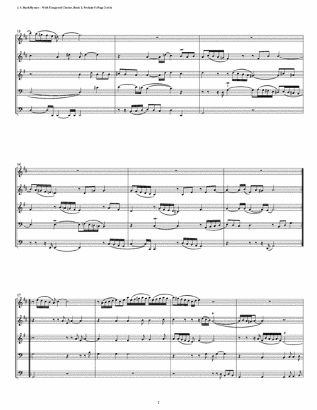 Prelude 05 From Well Tempered Clavier Book 2 Brass Quintet Page 2