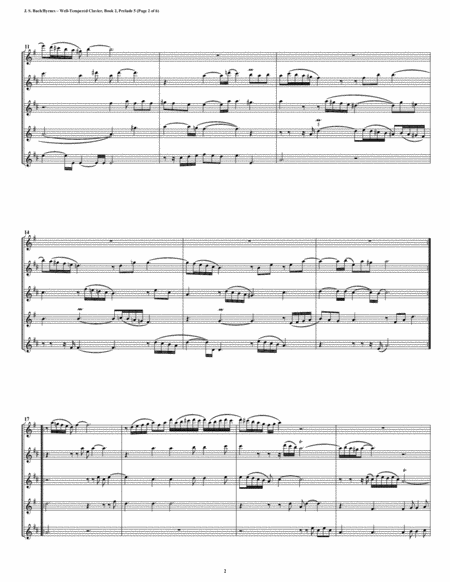 Prelude 05 From Well Tempered Clavier Book 2 Saxophone Quintet Page 2