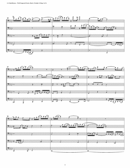 Prelude 12 From Well Tempered Clavier Book 1 Euphonium Tuba Quintet Page 2