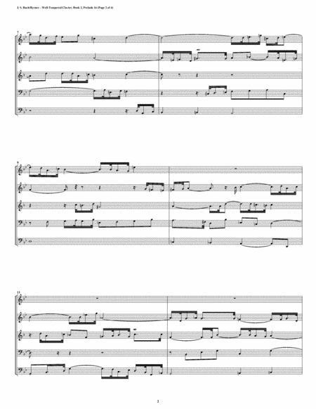 Prelude 16 From Well Tempered Clavier Book 2 Double Reed Quintet Page 2