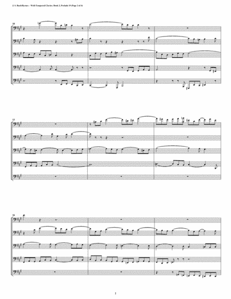 Prelude 19 From Well Tempered Clavier Book 2 Euphonium Tuba Quintet Page 2