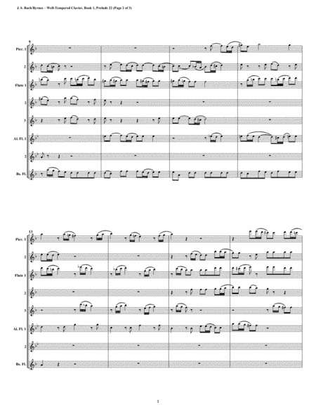 Prelude 22 From Well Tempered Clavier Book 1 Flute Octet Page 2