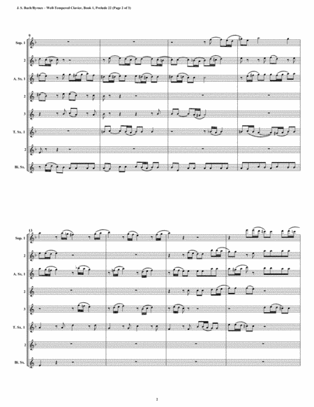 Prelude 22 From Well Tempered Clavier Book 1 Saxophone Octet Page 2