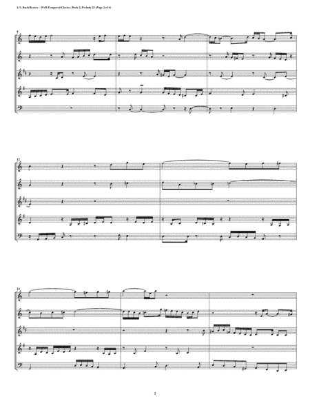 Prelude 23 From Well Tempered Clavier Book 2 Woodwind Quintet Page 2