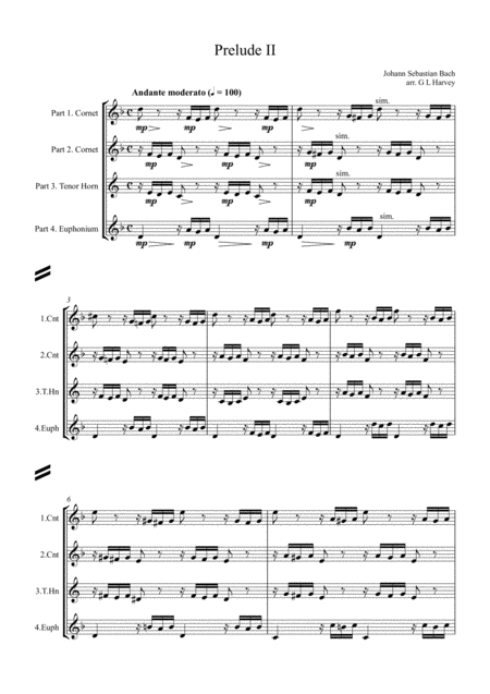 Prelude And Fugue Ii Bwv 847 For Brass Quartet Page 2