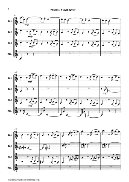 Prelude In A Minor Bwv569 By Js Bach For Clarinet Quartet Page 2