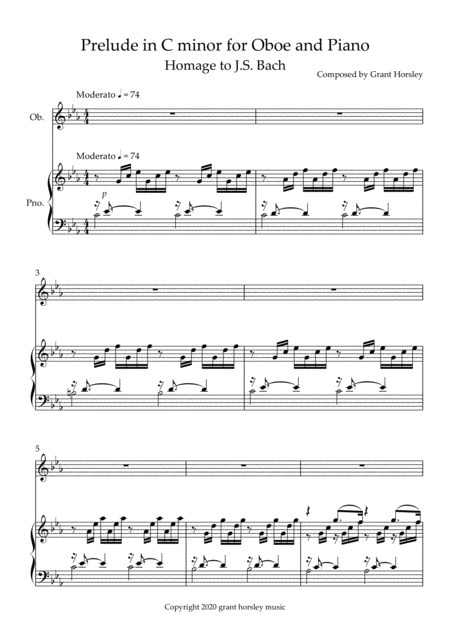 Prelude In C Minor Oboe And Piano Intermediate Homage To Js Bach Page 2