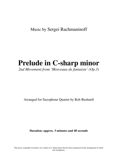 Prelude In C Sharp Minor Rachmaninoff Saxophone Quartet Page 2