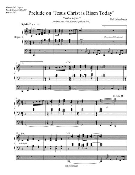 Prelude On Jesus Christ Is Risen Today Easter Hymn Organ Work By Phil Lehenbauer Page 2