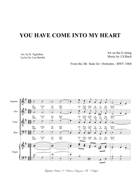 Psalm 139 You Have Come Into My Heart Arr For Satb Choir And Organ On Air On The G String Bach Bwv 1068 Page 2