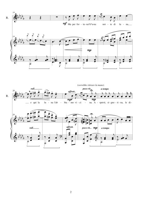 Puccini La Bohme Act1 Che Gelida Manina Tenor And Piano Page 2