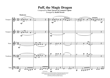 Puff The Magic Dragon For Brass Quintet Jazz For 5 Brass Series Page 2