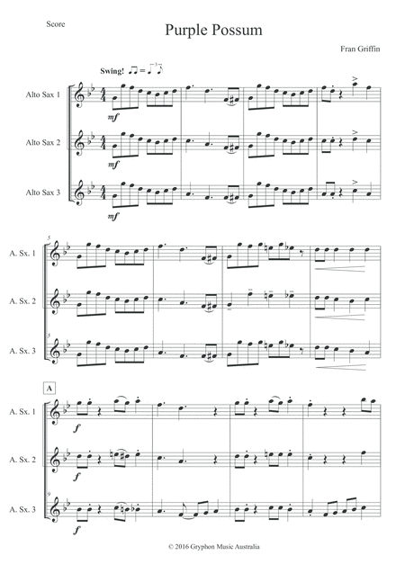 Purple Possum For Saxophone Trio Page 2