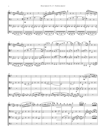 Quartet No 22 K 589 In B Flat For Trombone Quartet Page 2