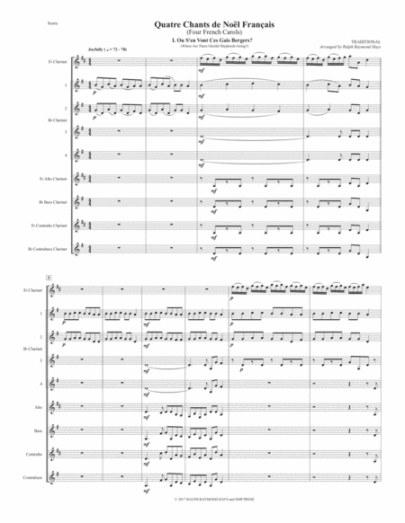 Quatre Chants De Nol Franais Four French Carols For Clarinet Choir Page 2