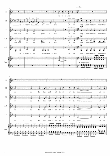 Queen Of The Heaven Regina Coeli From Cavalleria Rusticana Ssaa Soprano Solo Piano Reduced Version Page 2