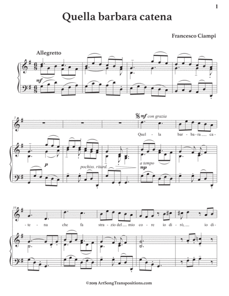 Quella Barbara Catena Transposed To G Major Page 2