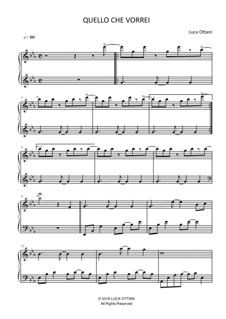 Quello Che Vorrei What I Would Like Piano Solo Luca Ottani Page 2