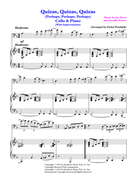 Quizs Quizs Quizs Perhaps Perhaps Perhaps For Cello And Piano With Improvisation Page 2