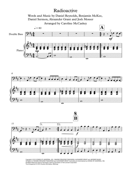 Radioactive Double Bass Solo Piano Accompaniment Page 2