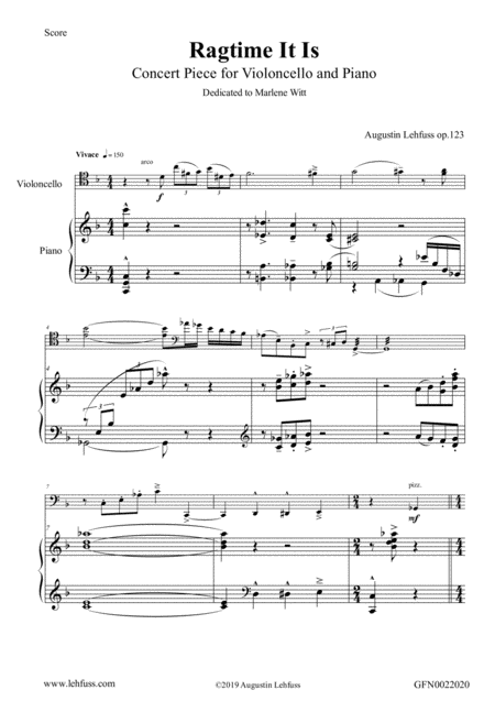 Ragtime It Is Concert Piece For Violoncello And Piano Page 2