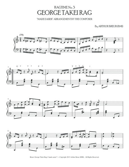 Ragtime No 3 George Takei Rag Piano Solo Made Easier Arrangement Page 2