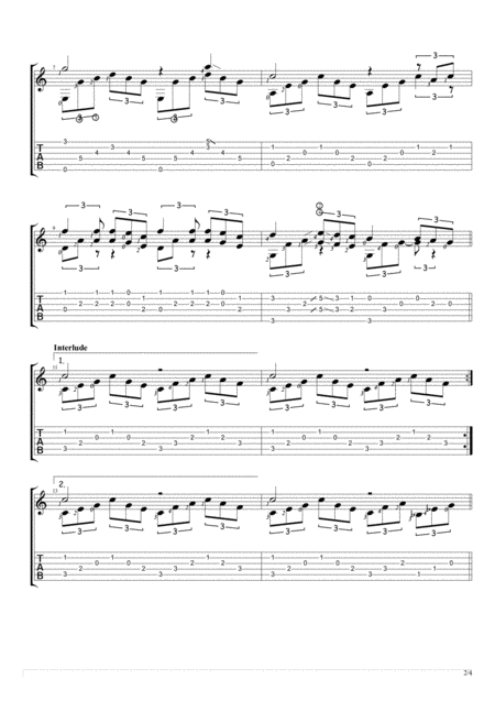 Rain Falls Solo Guitar Tablature Page 2