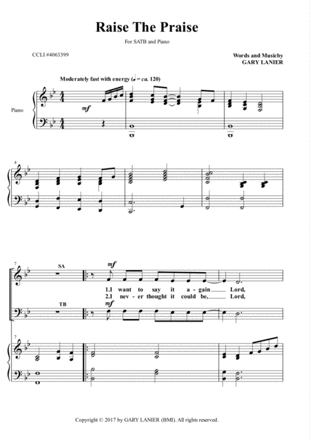 Raise The Praise Satb Choir With Piano Page 2
