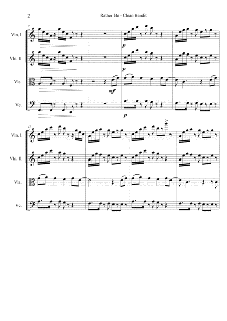 Rather Be Clean Bandit Arranged For String Quartet Page 2