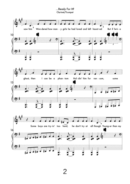 Ready For It Clarinet Or Trumpet Piano Page 2