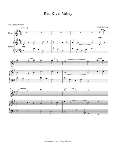Red River Valley Arranged For Harp And Flute Page 2