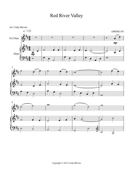 Red River Valley Arranged For Harp And Native American Flute From My Book Harp And Native American Flute 14 Folk Songs Page 2
