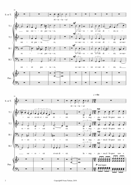 Regina Coeli F Major Ttbb Tenor Or Soprano Solo Piano Full Version Page 2