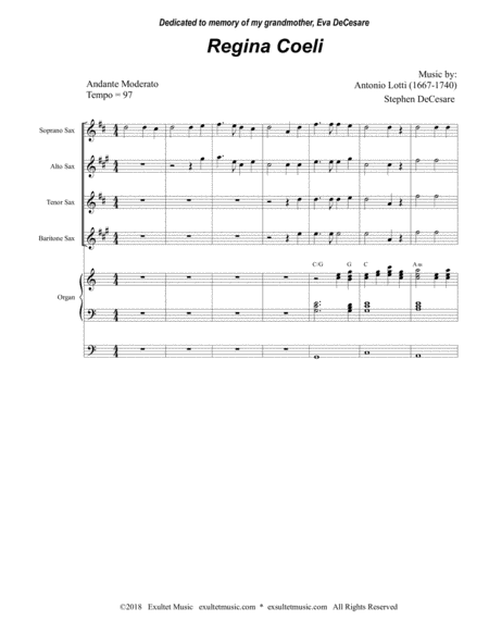 Regina Coeli For Saxophone Quartet Page 2
