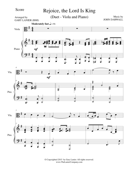 Rejoice The Lord Is King Duet Viola And Piano Score And Parts Page 2