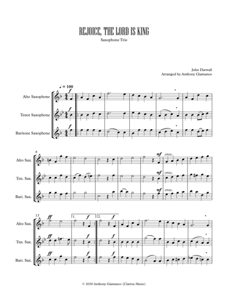 Rejoice The Lord Is King Saxophone Trio Page 2