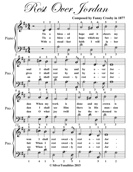 Rest Over Jordan Easy Piano Sheet Music Page 2