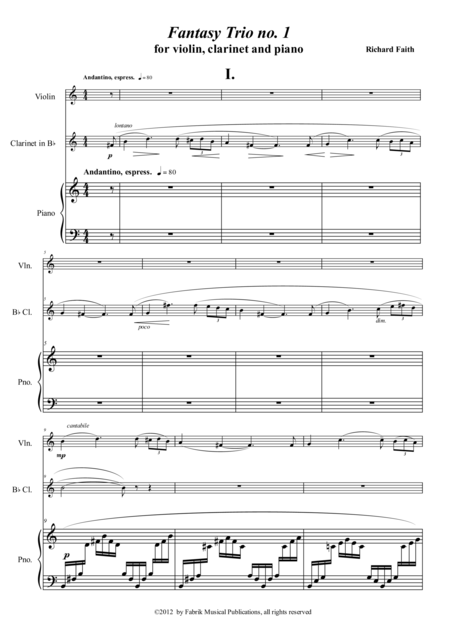 Richard Faith Fantasy Trio No 1 For Bb Clarinet Violin And Piano Page 2