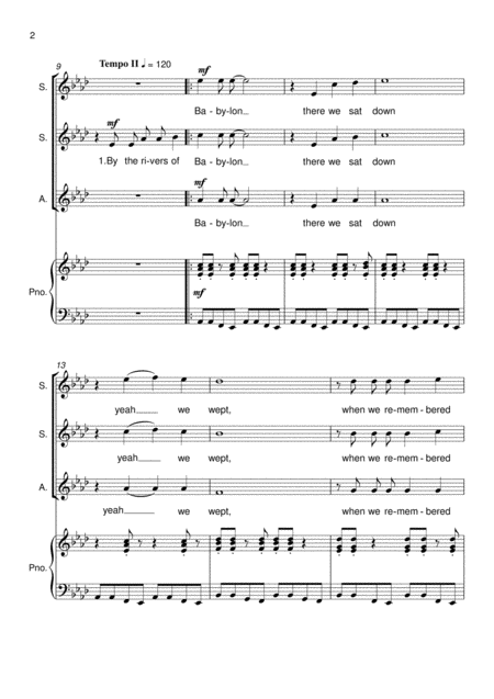 Rivers Of Babylon Ssa Piano Page 2
