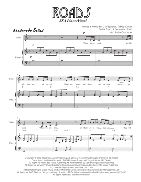 Roads Ssa Piano Vocal Page 2