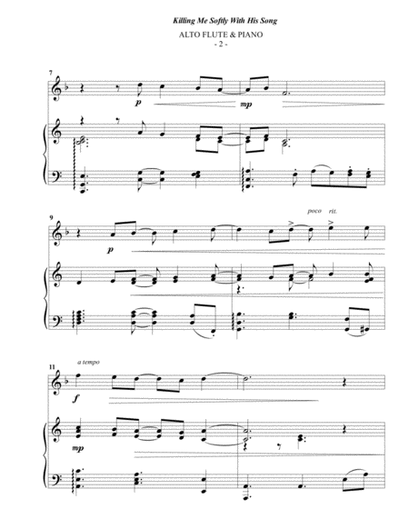 Roberta Flack Killing Me Softly With His Song For Alto Flute Piano Page 2