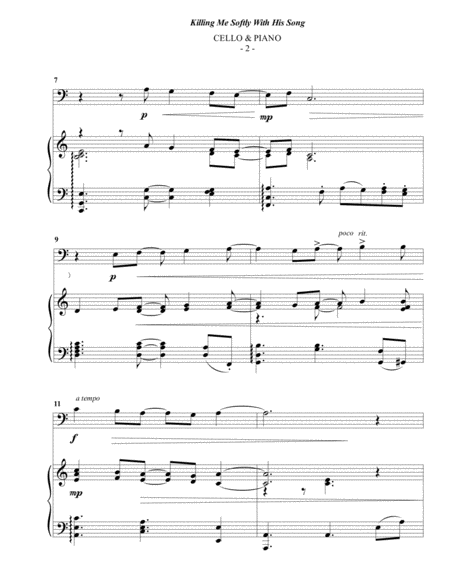 Roberta Flack Killing Me Softly With His Song For Cello Piano Page 2