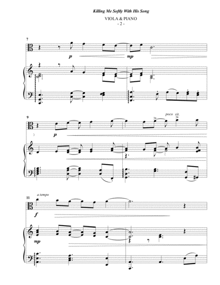 Roberta Flack Killing Me Softly With His Song For Viola Piano Page 2